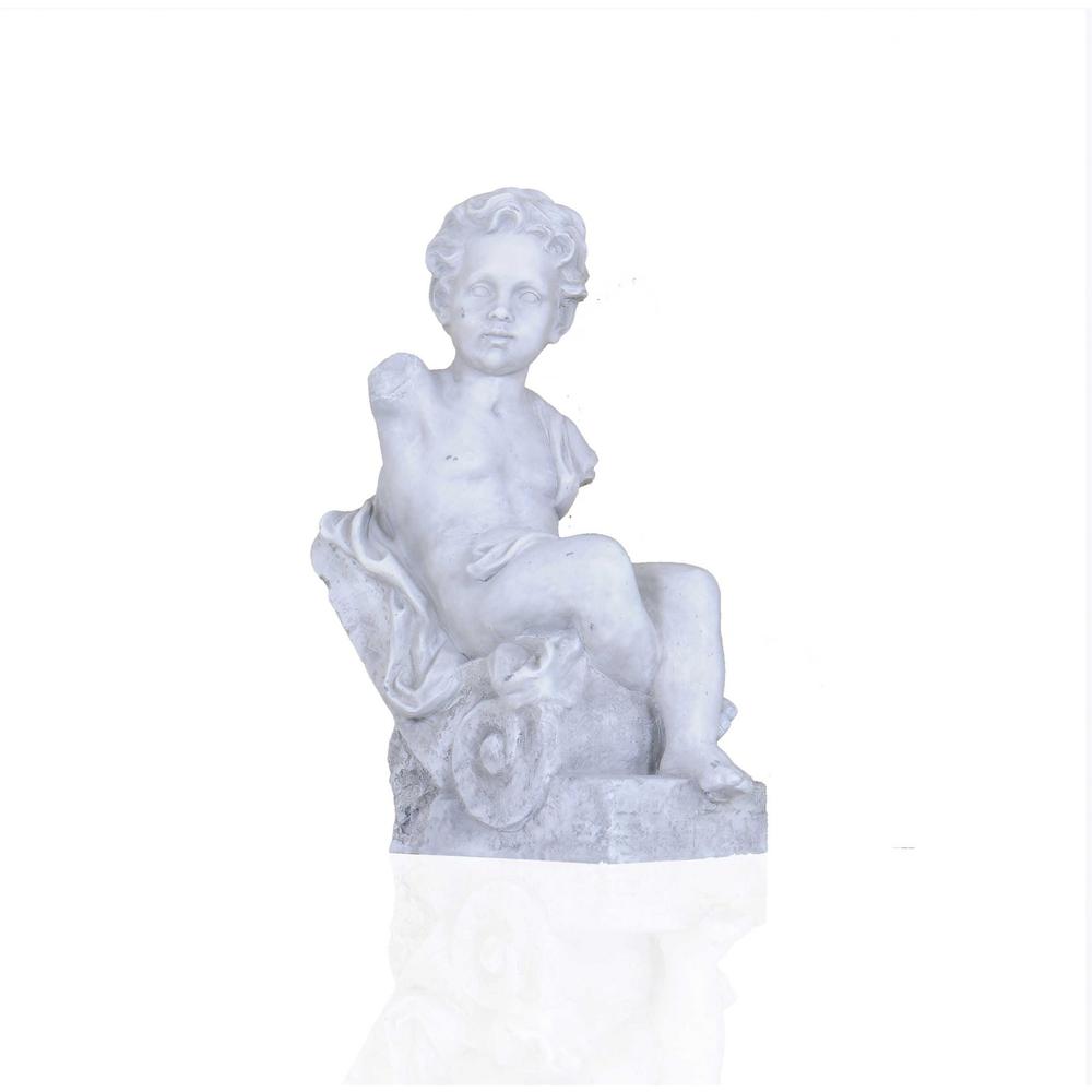 Vintage Look Off White Boy Sitting Statue - 364247. Picture 3