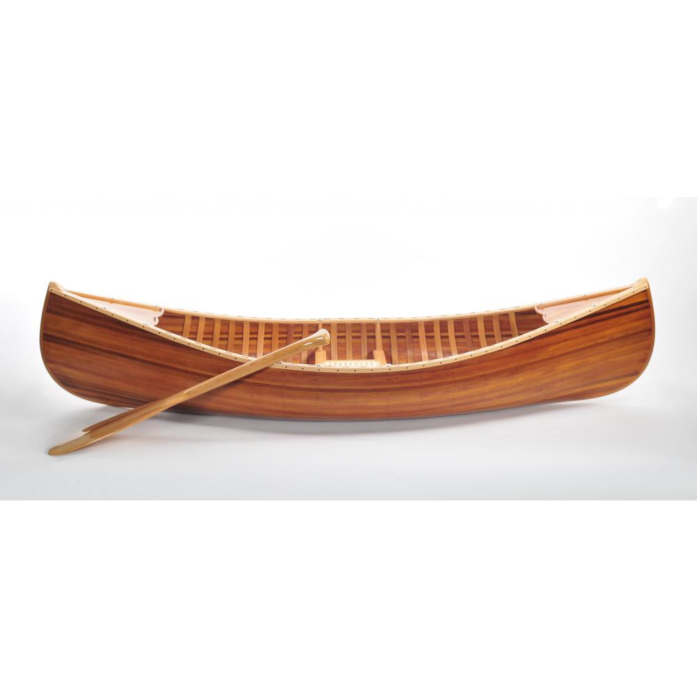 20.25" x 70.5" x 15" Wooden Canoe With Ribs Matte Finish - 364283. Picture 2