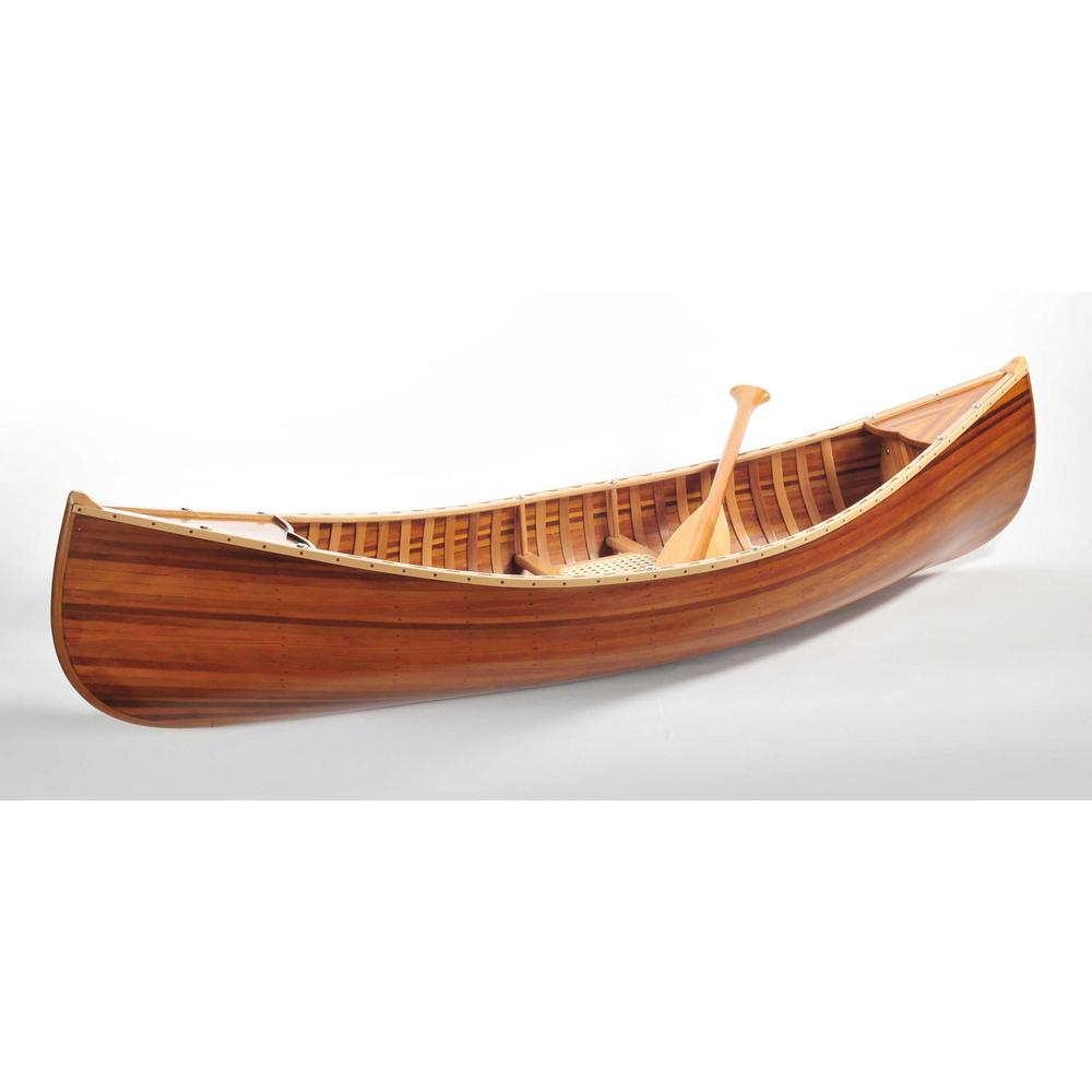 20.25" x 70.5" x 15" Wooden Canoe With Ribs Matte Finish - 364283. Picture 3