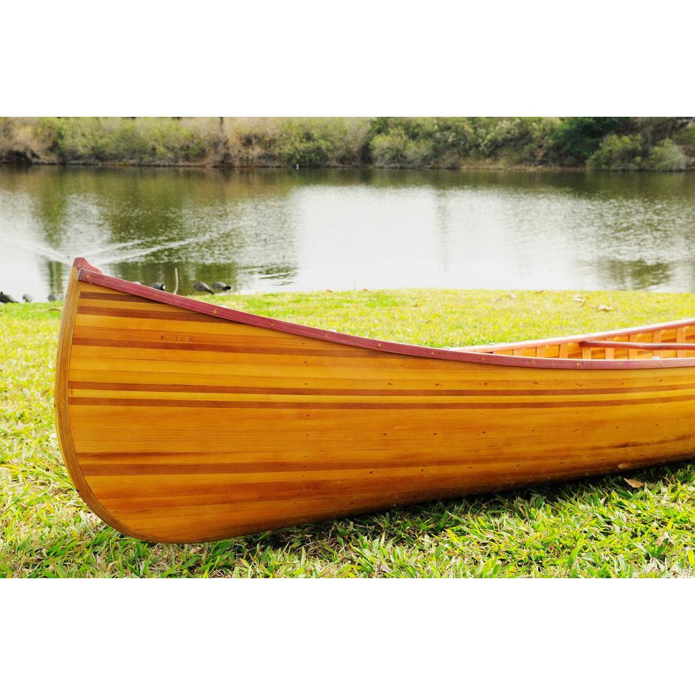 28.5" x 144" x 21" Wooden Canoe With Ribs Curved Bow - 364287. Picture 1