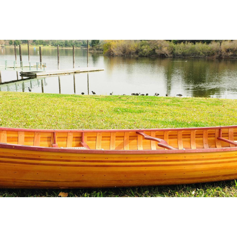 28.5" x 144" x 21" Wooden Canoe With Ribs Curved Bow - 364287. Picture 2