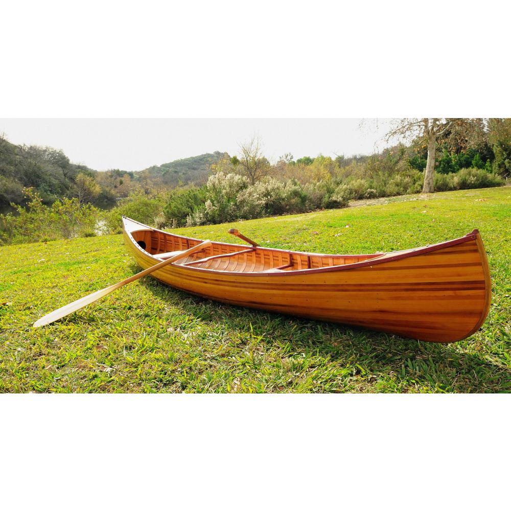 28.5" x 144" x 21" Wooden Canoe With Ribs Curved Bow - 364287. Picture 3