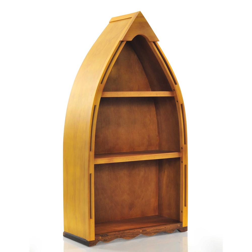 7" x 18.5" x 34.3" Wooden Canoe Book Shelf Small - 364297. Picture 1