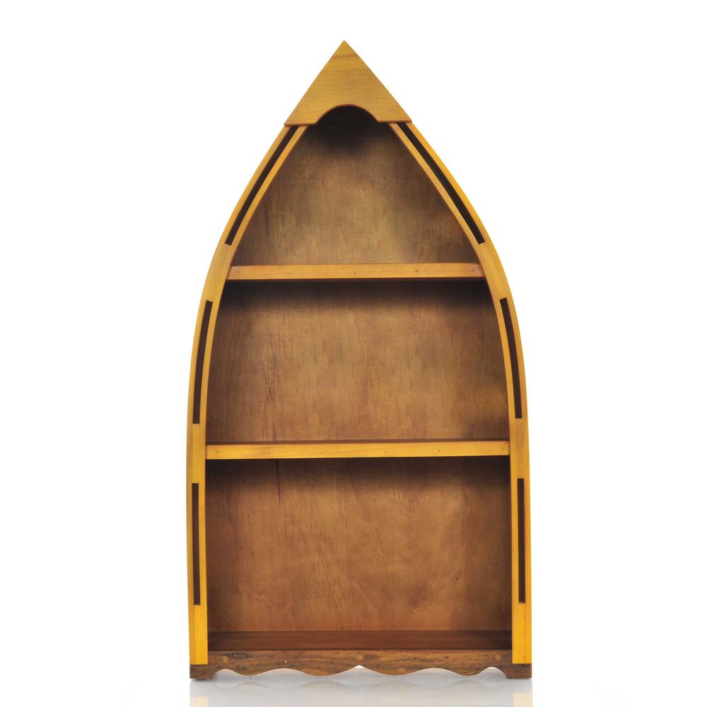 7" x 18.5" x 34.3" Wooden Canoe Book Shelf Small - 364297. Picture 5