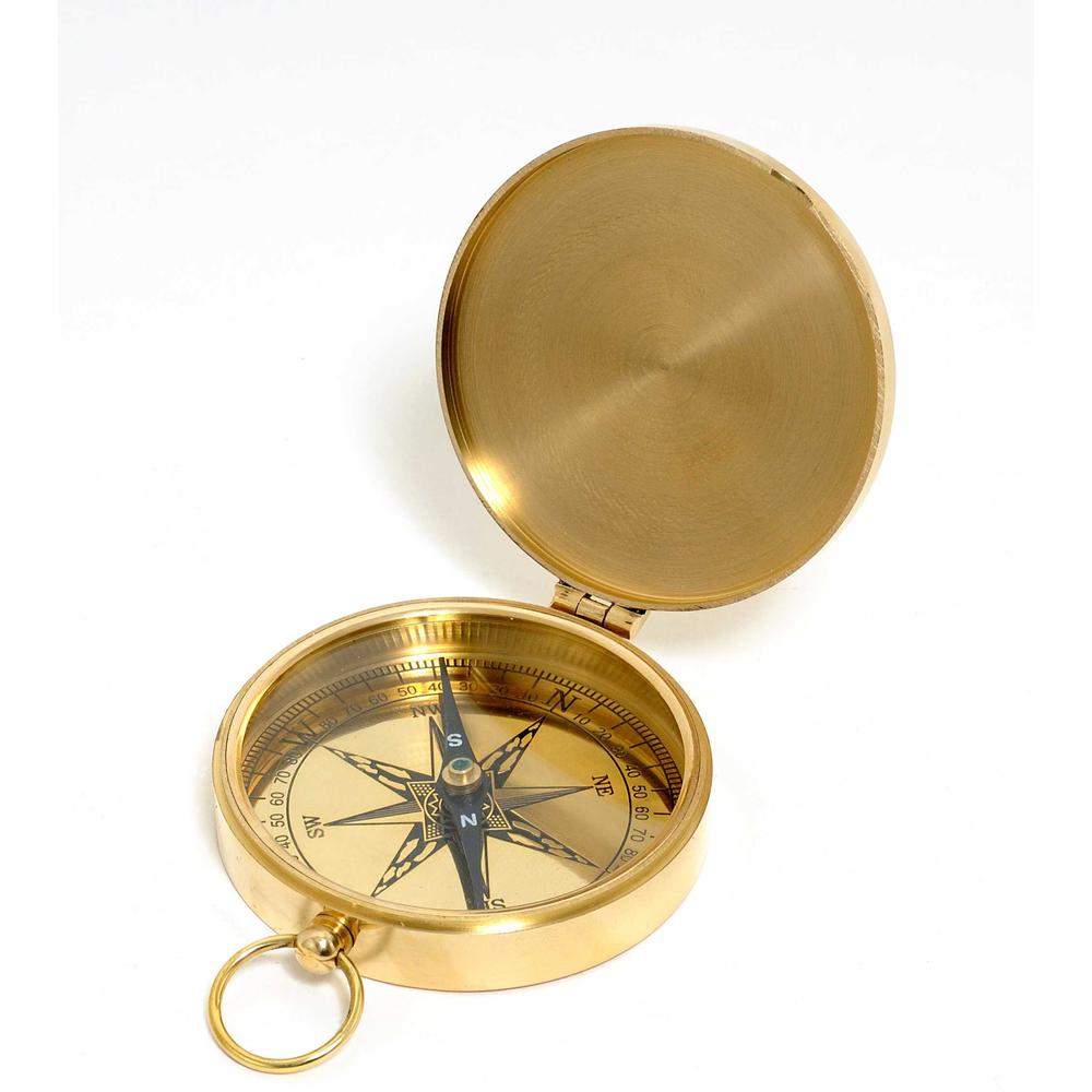 Shiny Brass Marine Compass with Lid - 364304. Picture 1