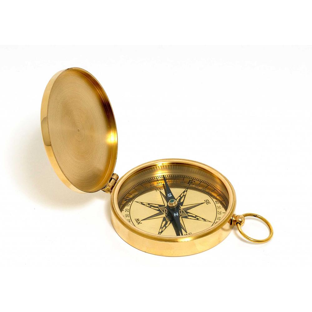 Shiny Brass Marine Compass with Lid - 364304. Picture 2