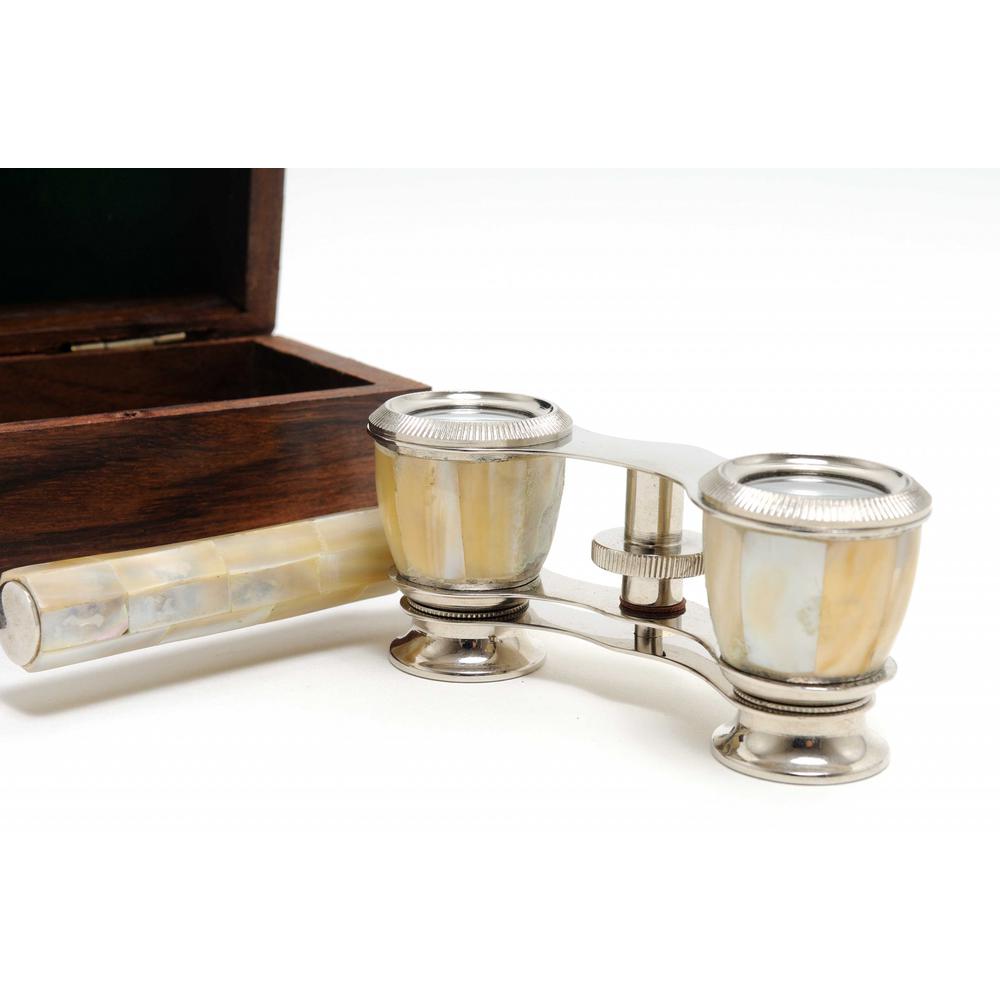 Elegant Mother of Pearl Opera Glasses in Wood Storage Box - 364325. Picture 5