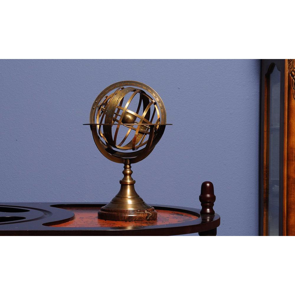 7" x 7" x 11.5" Armillary Sphere on Wood Base - 364337. Picture 1