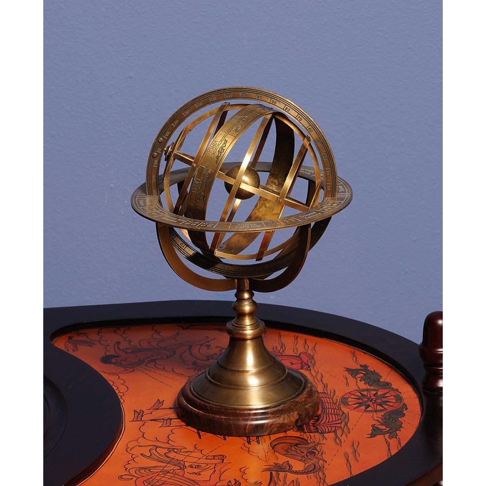 7" x 7" x 11.5" Armillary Sphere on Wood Base - 364337. Picture 2
