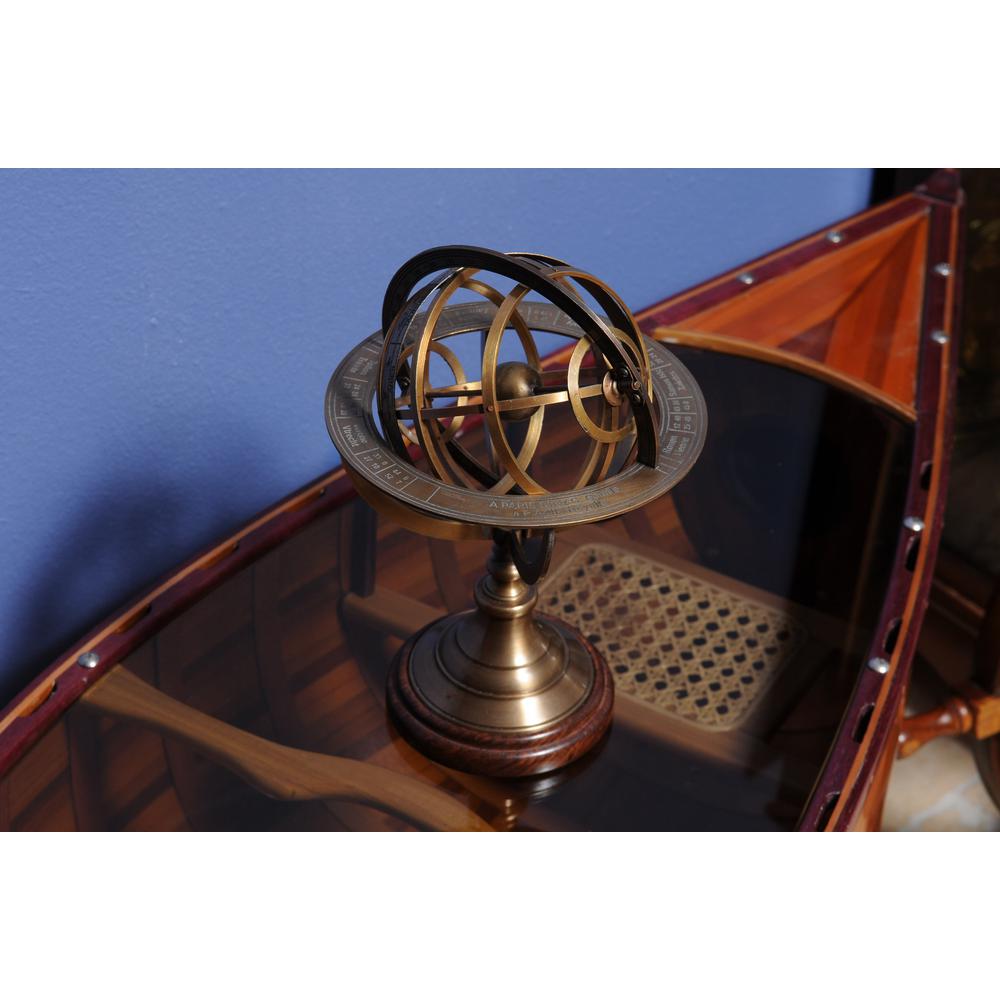 7" x 7" x 11.5" Armillary Sphere on Wood Base - 364337. Picture 3