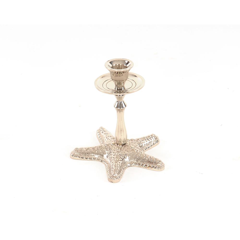 Silver Finish Star Fish Taper Candle Holder - 364345. Picture 1