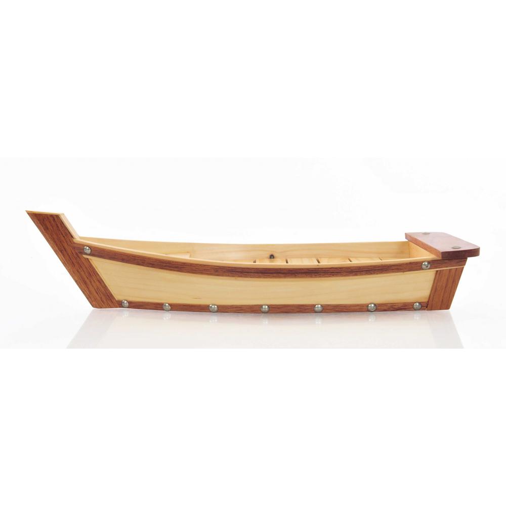 6.25" x 16.75" x 3.37"  Small Wooden Sushi Boat  Serving Tray - 364376. Picture 1