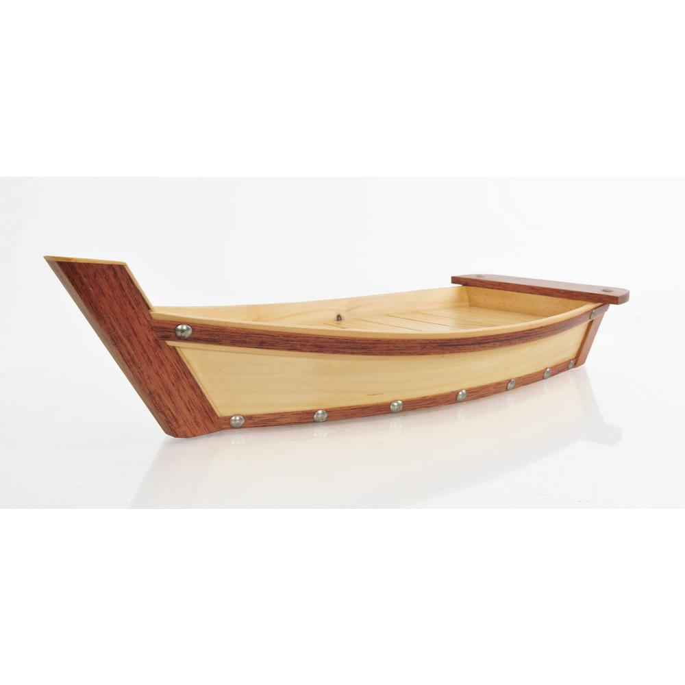 6.25" x 16.75" x 3.37"  Small Wooden Sushi Boat  Serving Tray - 364376. Picture 2