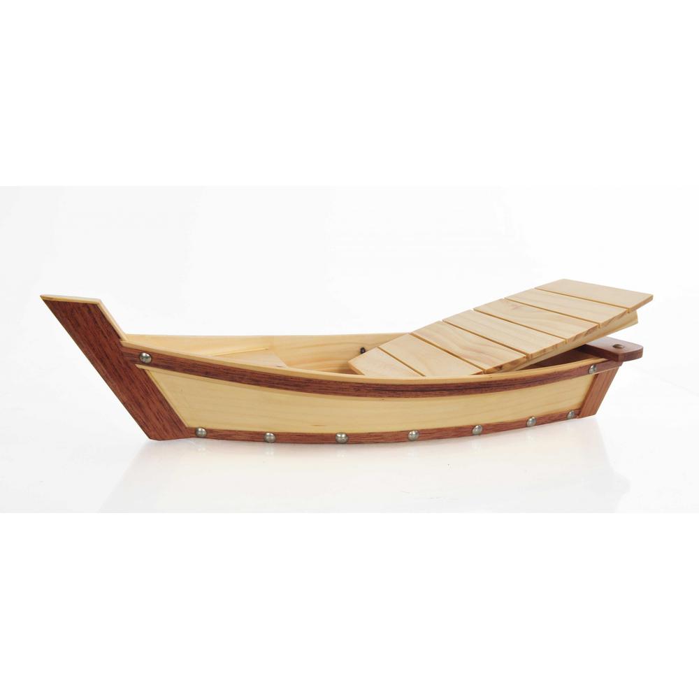 6.25" x 16.75" x 3.37"  Small Wooden Sushi Boat  Serving Tray - 364376. Picture 3