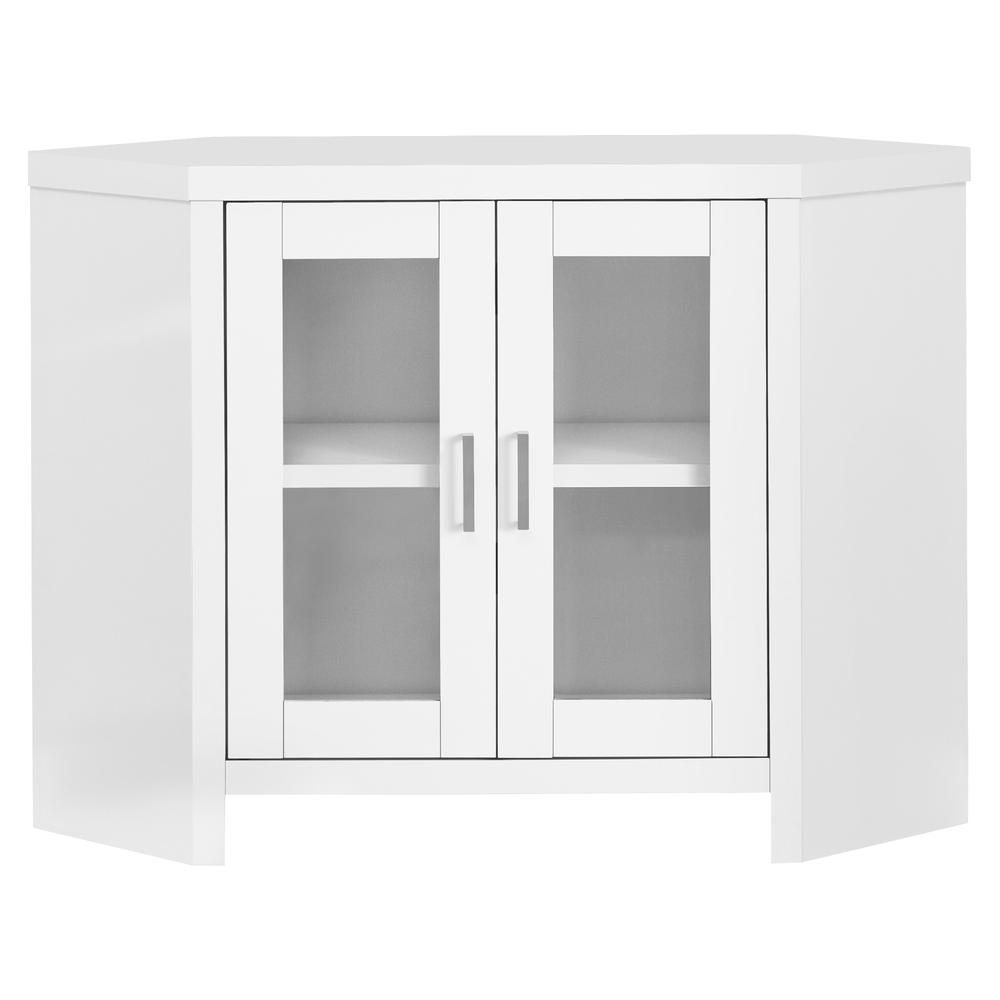 White Corner TV Stand With Glass Doors - 366059. The main picture.