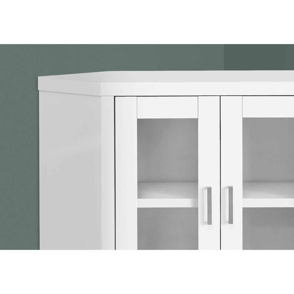 White Corner TV Stand With Glass Doors - 366059. Picture 2