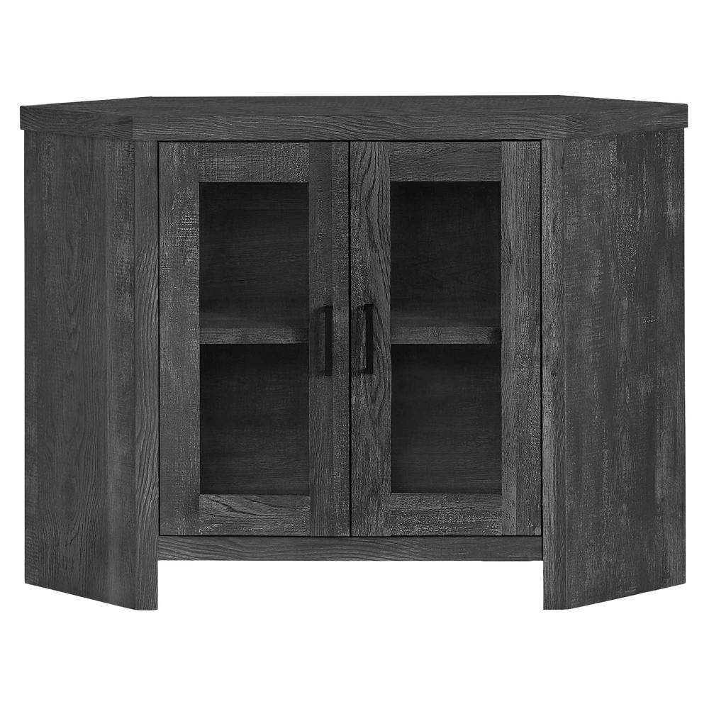 42" X 15.5" X 30" Black Reclaimed Wood-Look Corner Tv Stand - 366063. Picture 1