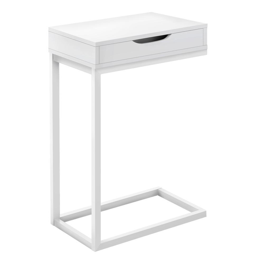 16" X 10.25" X 24.5" White Metal With A Drawer Accent Table - 366065. The main picture.