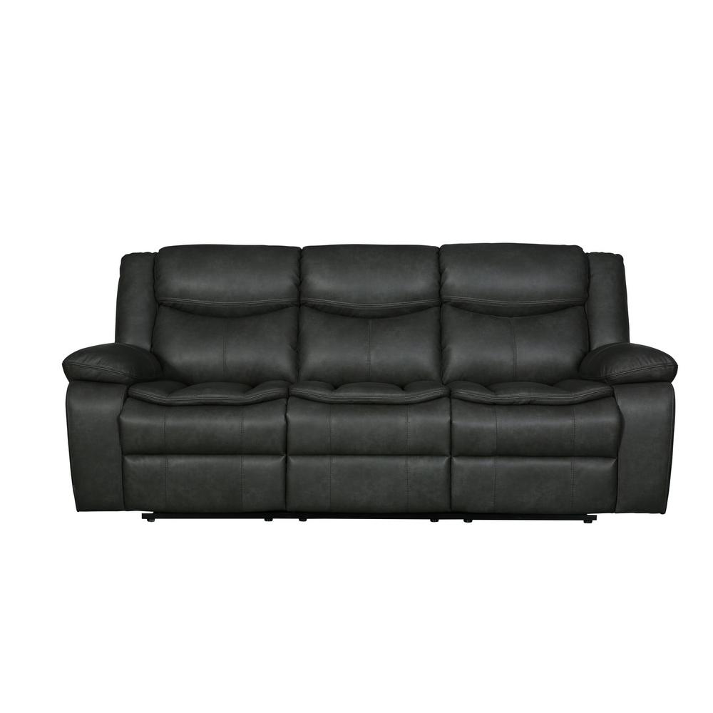 Modern Soft Gray Faux Leather Reclining Sofa - 366299. Picture 1