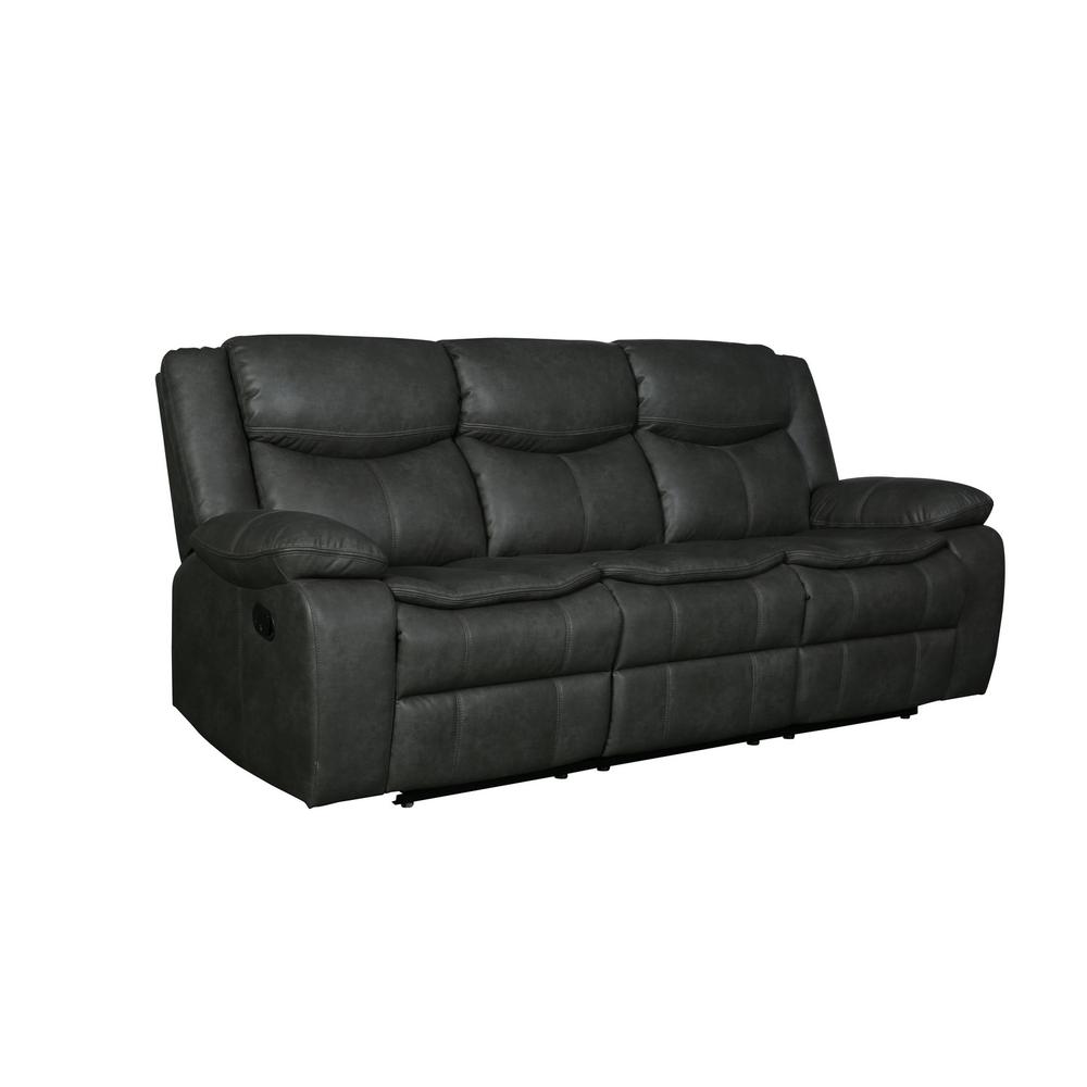 Modern Soft Gray Faux Leather Reclining Sofa - 366299. Picture 2