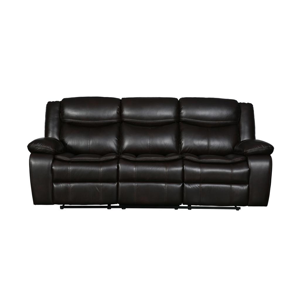 Modern Soft Brown Faux Leather Reclining Sofa - 366304. Picture 1