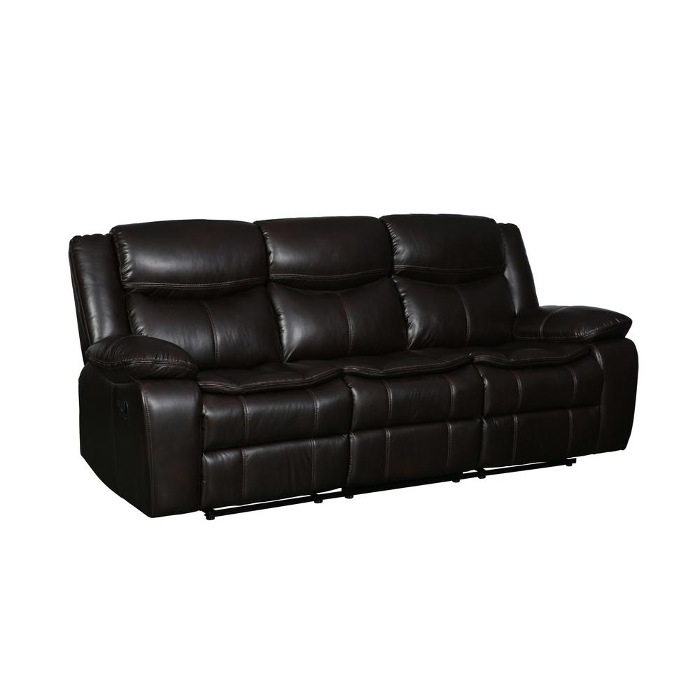 Modern Soft Brown Faux Leather Reclining Sofa - 366304. Picture 2