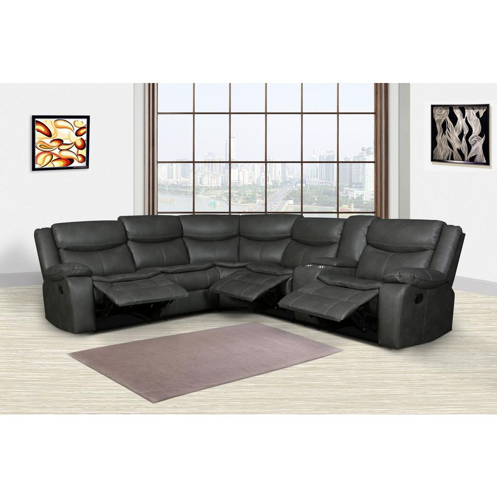 92"or 106" X 37" X 39" Gray  Reclining Sectional - 366310. Picture 2