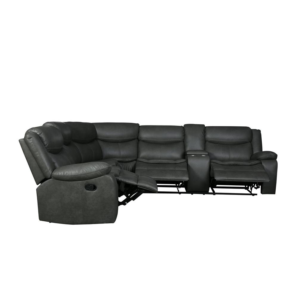 92"or 106" X 37" X 39" Gray  Reclining Sectional - 366310. Picture 3