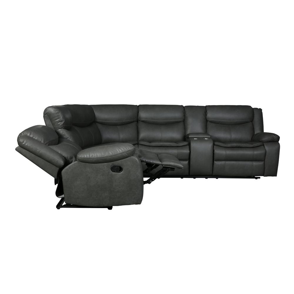 92"or 106" X 37" X 39" Gray  Reclining Sectional - 366310. Picture 4