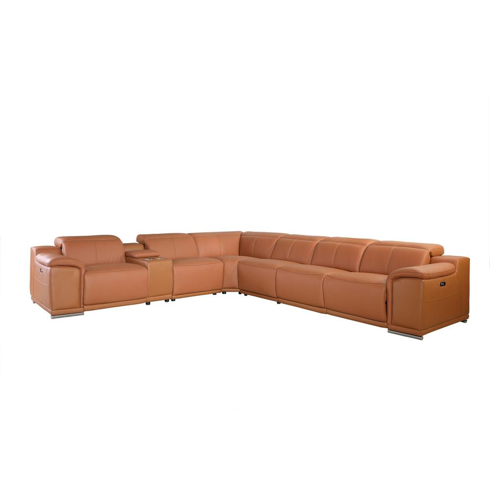 241" X 280" X 220.2" Camel Power Reclining 7PC Sectional - 366352. Picture 2