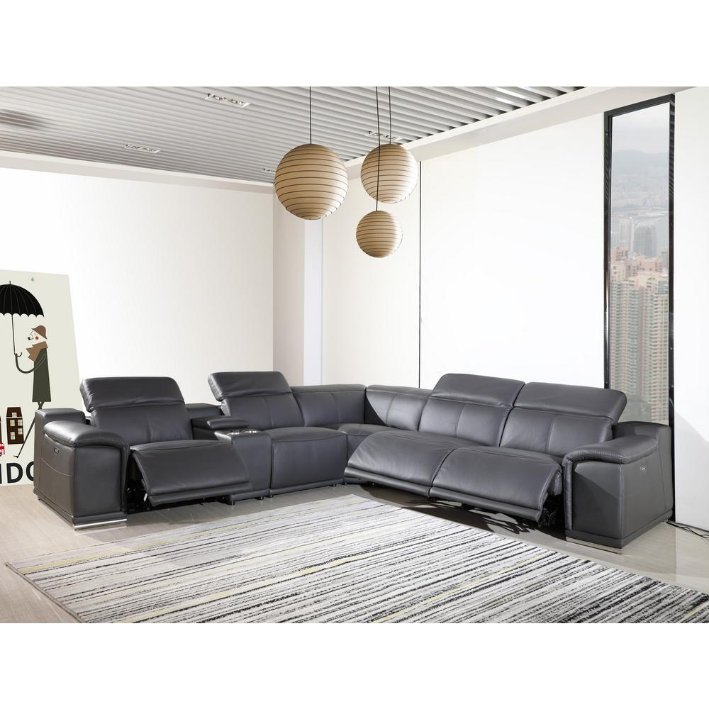 212" X 240" X 19"1.2" Dark Grey Power Reclining 6"PC Sectional - 366356. Picture 1