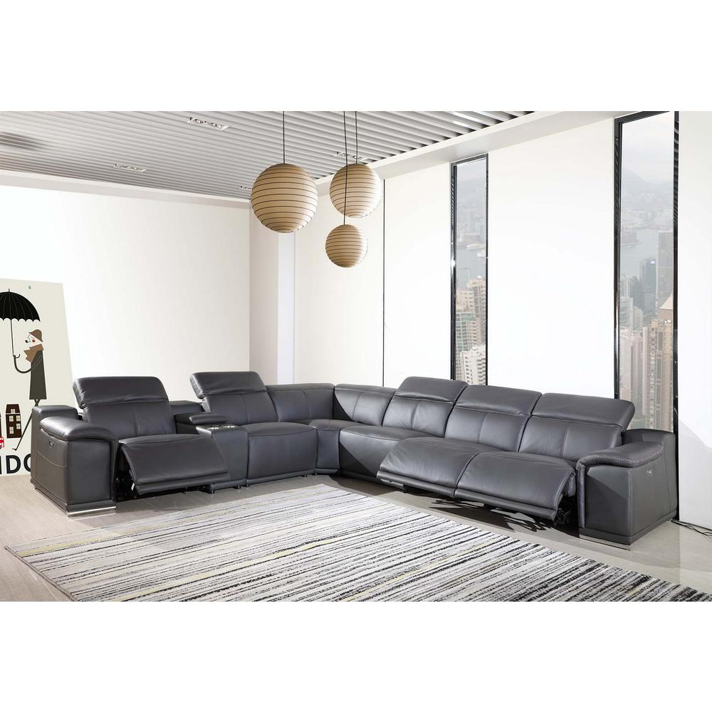 241" X 280" X 220.2" Dark Grey Power Reclining 7PC Sectional - 366357. Picture 1