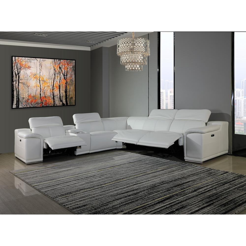 212" X 240" X 191.2" White Power Reclining 6"PC Sectional - 366361. Picture 1