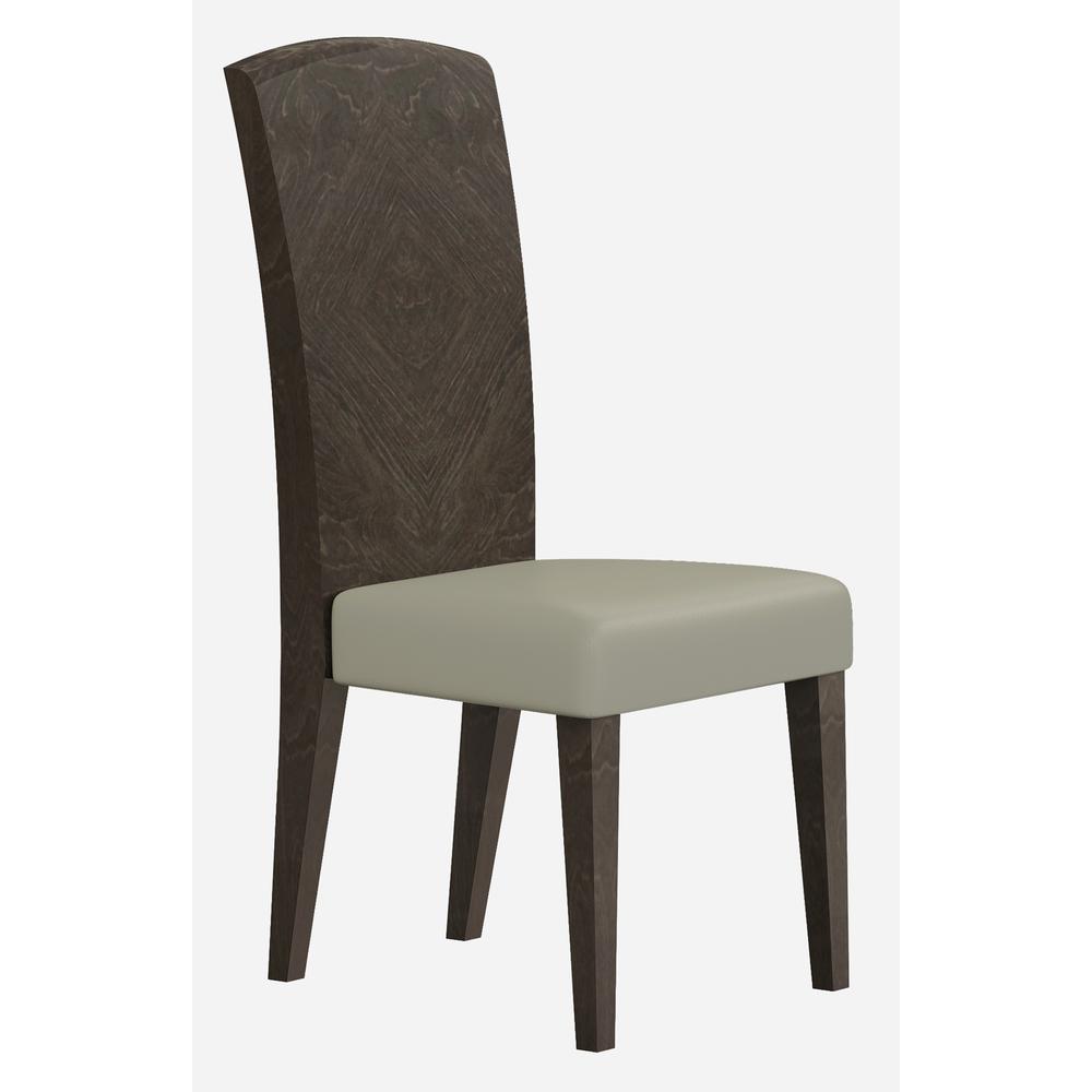 Solid Back Walnut Grain Finish and Gray Dining Chair - 366368. Picture 1