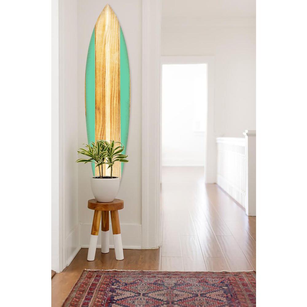 18" x 1" x 76" Wood, Green, Malibu Surfboard Wall Art features - 370397. Picture 1