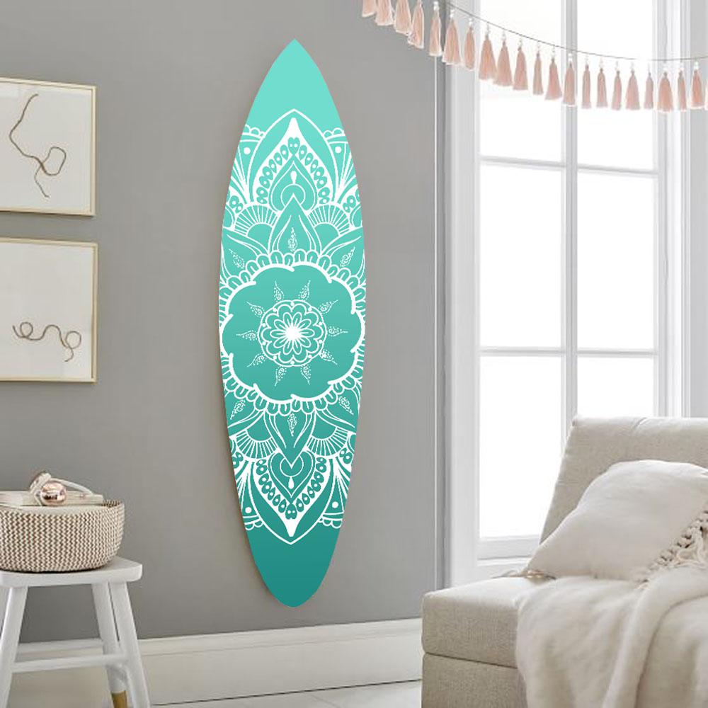 18" x 1" x 76" Wood, Blue, Serenity Surfboard Wall Art - 370402. Picture 1