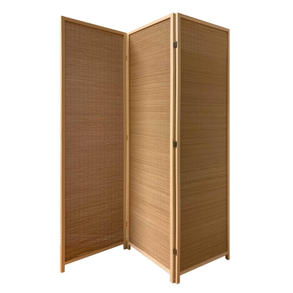 6' Light Bamboo 3 Panel Room Divider Screen - 370410. Picture 1