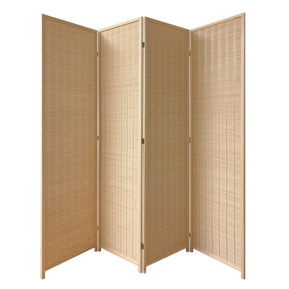 Natural Woven Bamboo 4 Panel Room Divider Screen - 370413. Picture 1