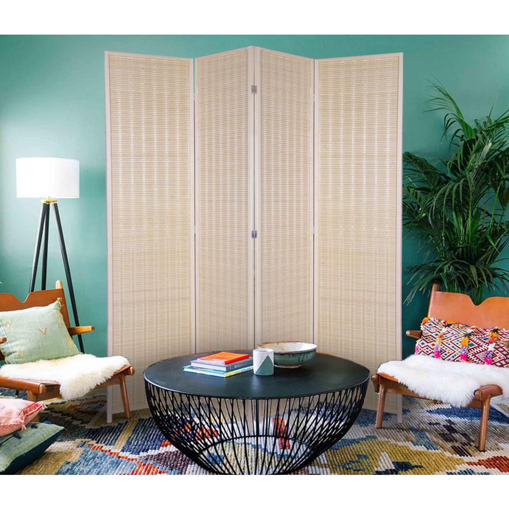 Natural Woven Bamboo 4 Panel Room Divider Screen - 370413. Picture 4