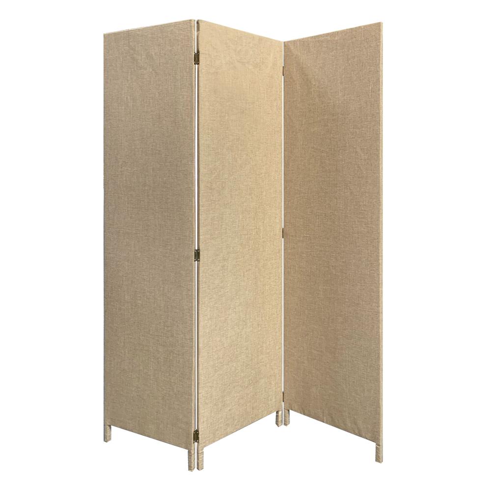 Beige Upholstered 3 Panel Room Divider Screen - 370415. The main picture.
