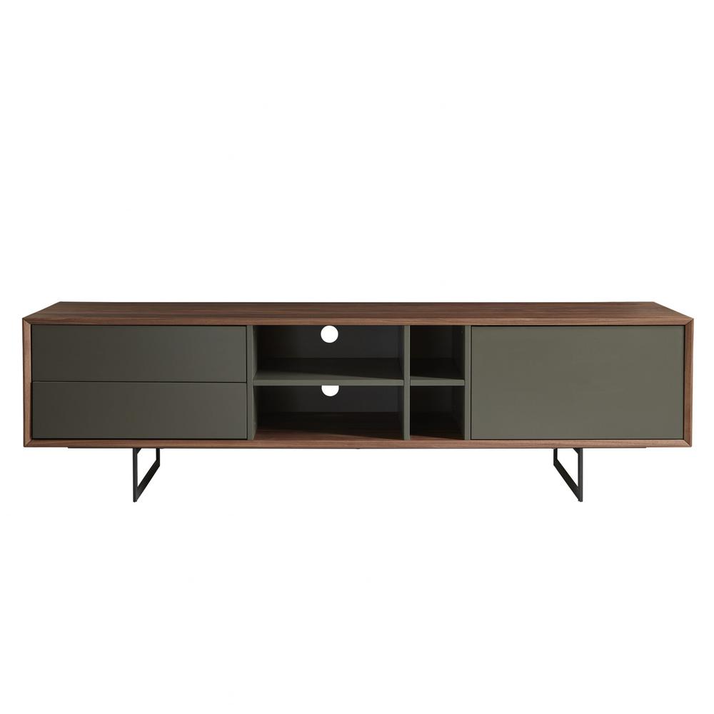 71" Media TV Stand In Walnut And Dark Gray. Picture 1