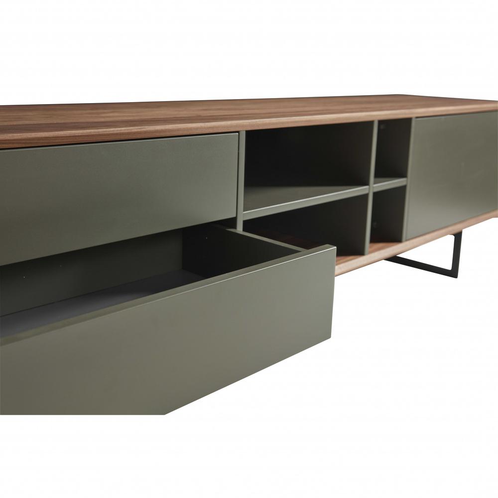 71" Media TV Stand In Walnut And Dark Gray. Picture 4