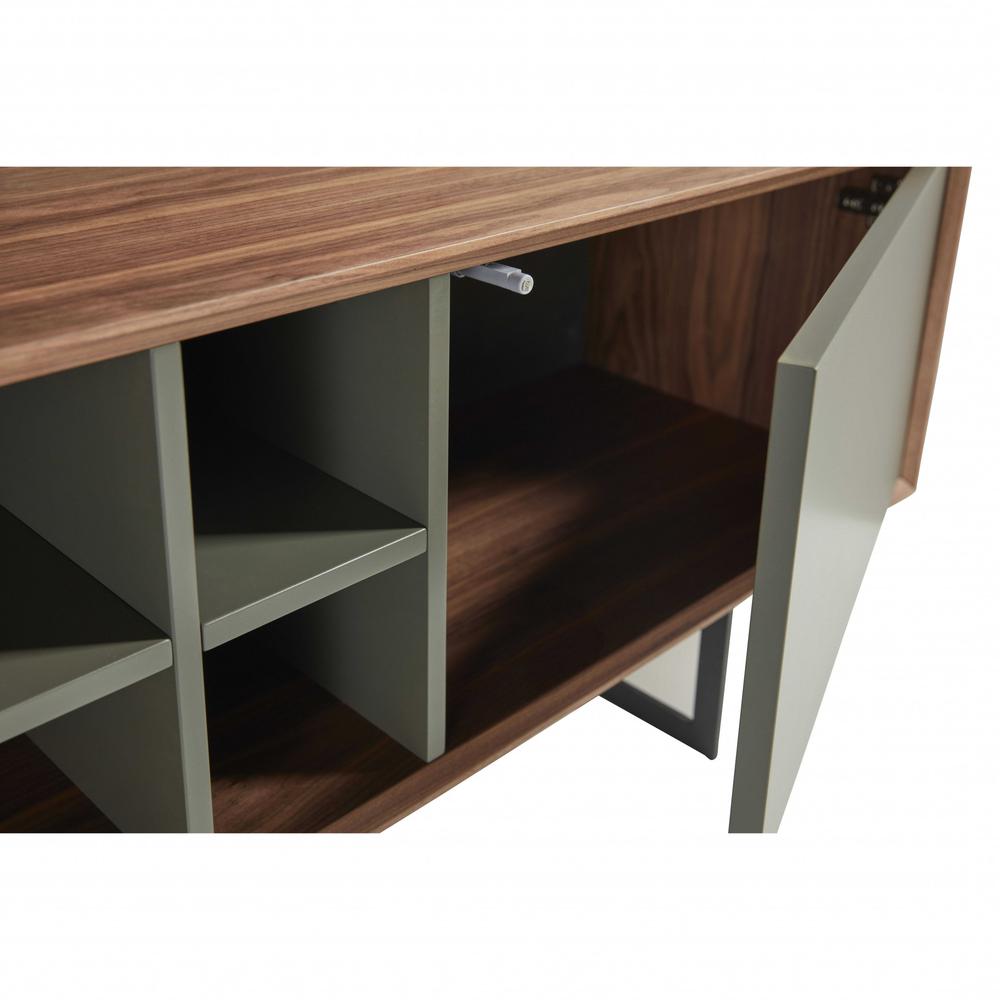 71" Media TV Stand In Walnut And Dark Gray. Picture 5