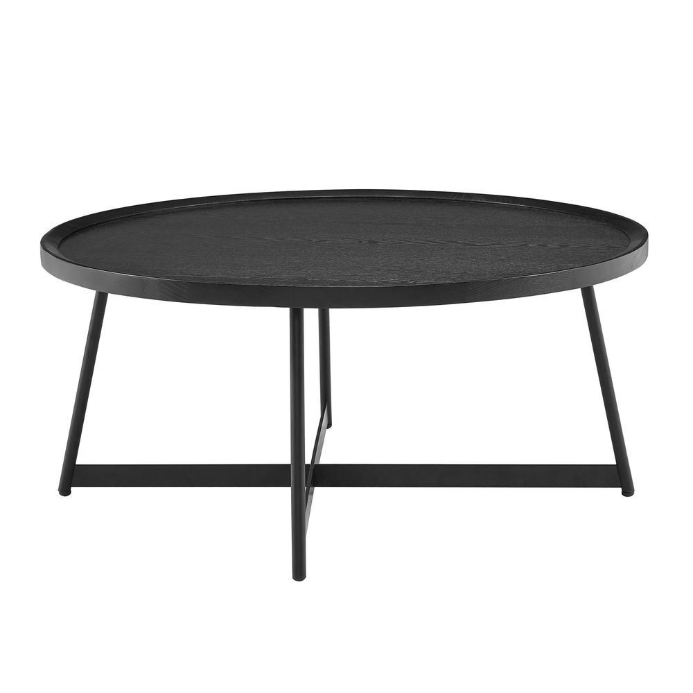 Modern Elegance Black Ash and Black Modern Round Coffee Table. Picture 1