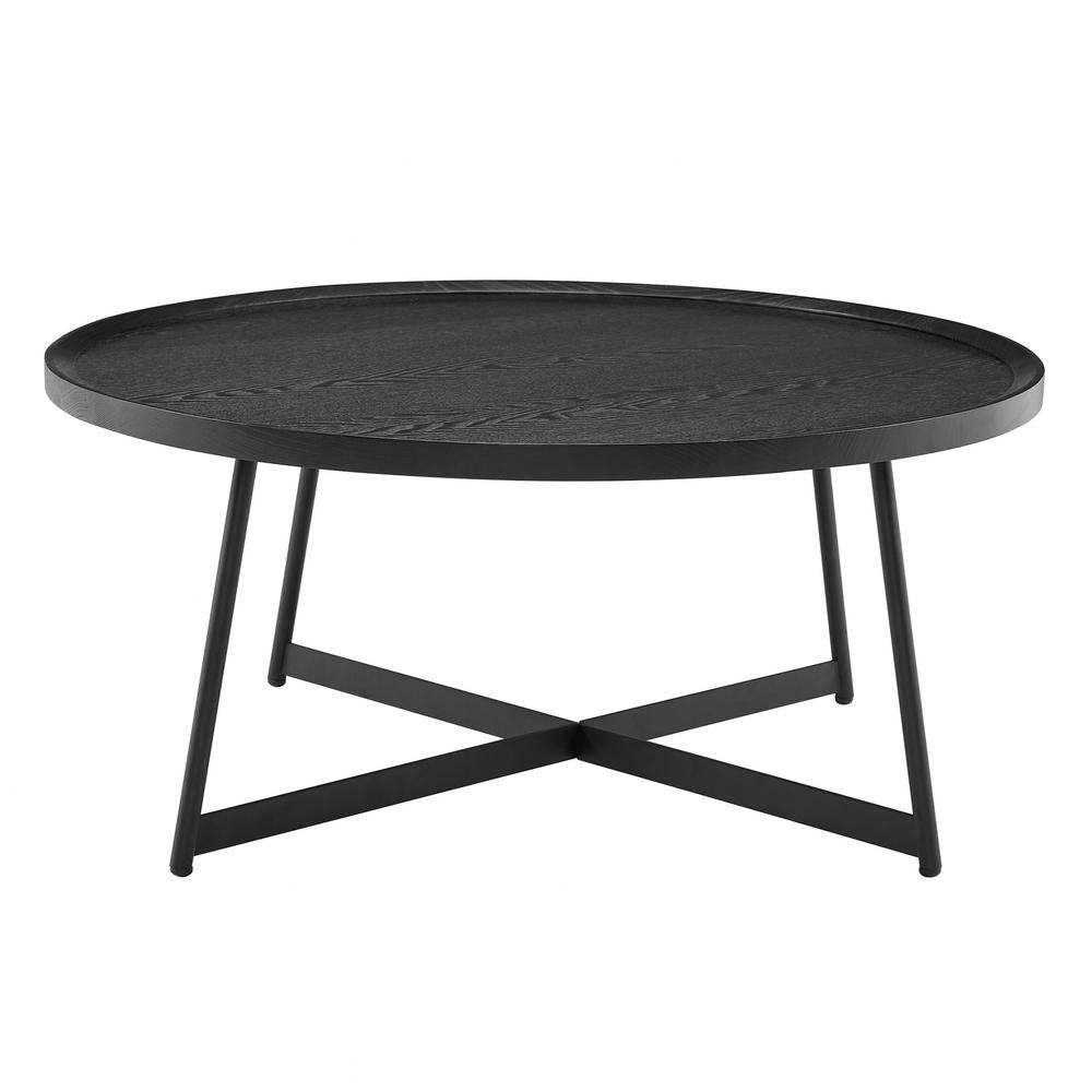Modern Elegance Black Ash and Black Modern Round Coffee Table. Picture 2