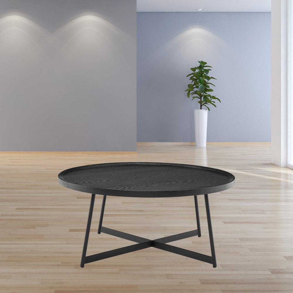 Modern Elegance Black Ash and Black Modern Round Coffee Table. Picture 4