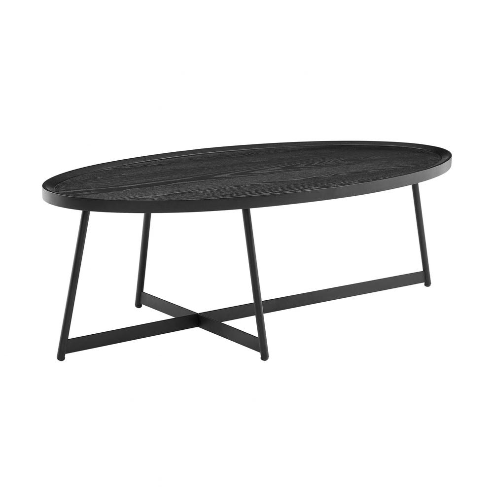 Modern Elegance Black Ash Oval and Black Coffee Table. Picture 2