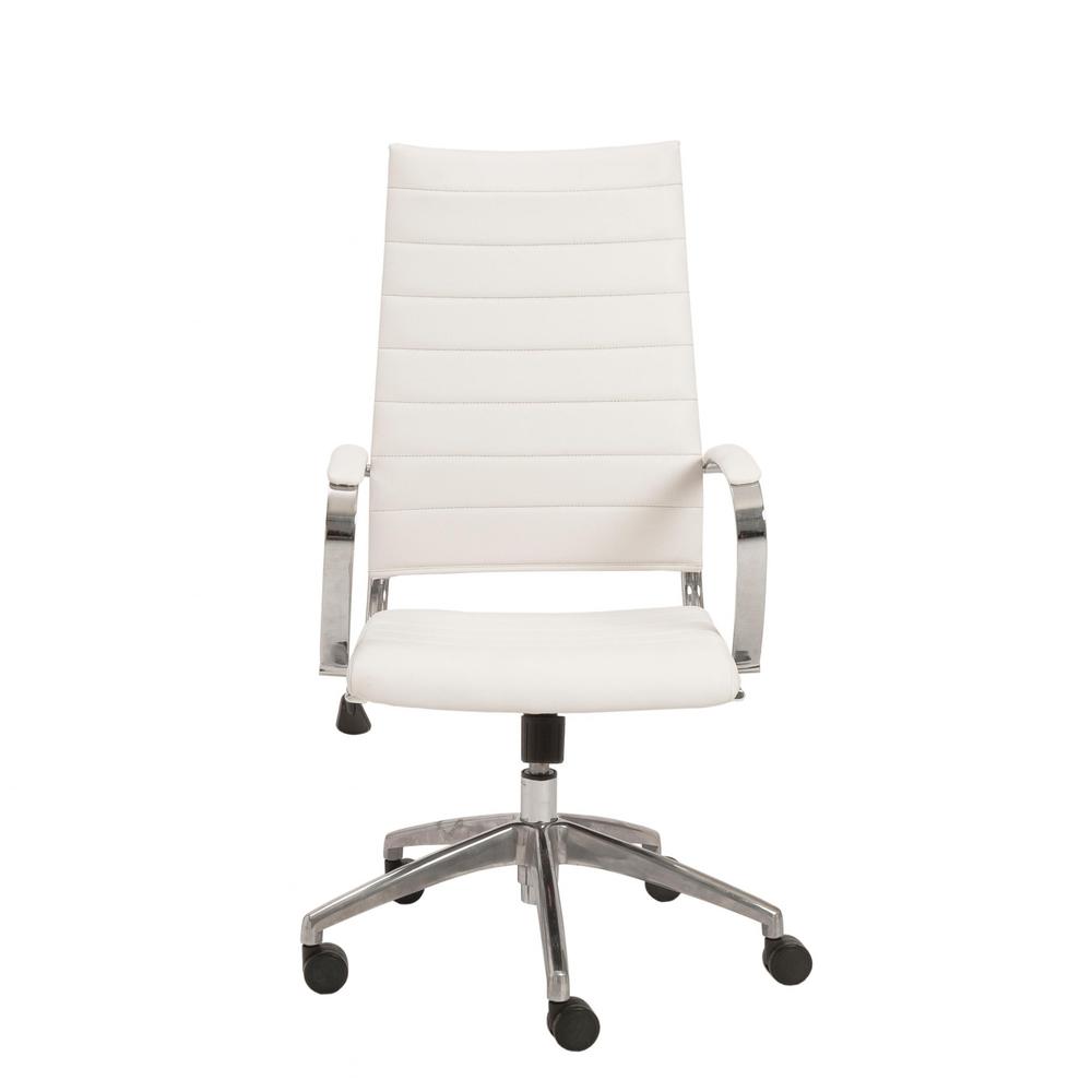 22.25" X 27" X 45.25" High Back Office Chair in White with Aluminum Base. The main picture.