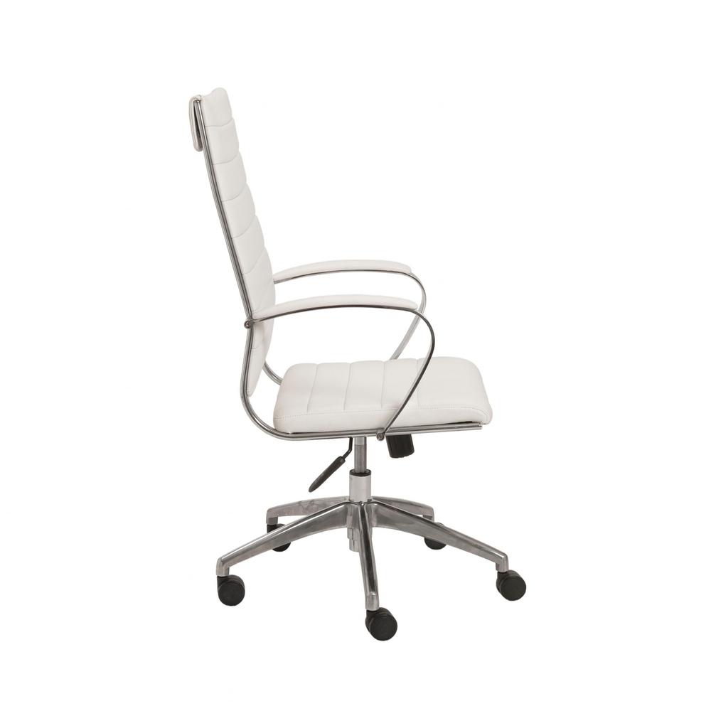 22.25" X 27" X 45.25" High Back Office Chair in White with Aluminum Base. Picture 3