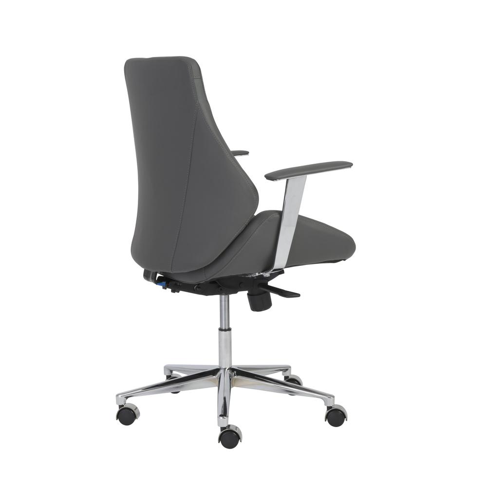Gray Faux Leather Scoop Office Chair with Mod Armrests. Picture 4
